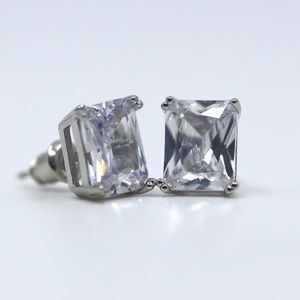 18k Gold Plated Radiant Cut Studs Earrings